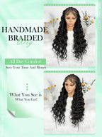 13x6 Lace Front Braided Wig Messy Braid Wig With Water Wave Hair Texture Versatile Styling