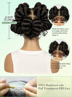 200% Density Transparent Full Lace Bantu Braided Wig With Knotless Braiding Natural Look