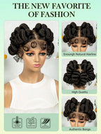 200% Density Transparent Full Lace Bantu Braided Wig With Knotless Braiding Natural Look