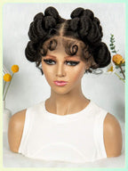 200% Density Transparent Full Lace Bantu Braided Wig With Knotless Braiding Natural Look