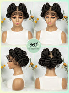 200% Density Transparent Full Lace Bantu Braided Wig With Knotless Braiding Natural Look