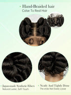 200% Density Transparent Full Lace Bantu Braided Wig With Knotless Braiding Natural Look