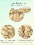 200% Density Transparent Full Lace Bantu Braided Wig With Knotless Braiding Natural Look