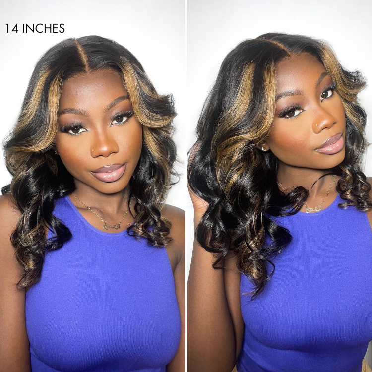 Super Natural Hairline Blonde Mix Black Loose Wave Glueless 5x5 Closure HD Lace Wig