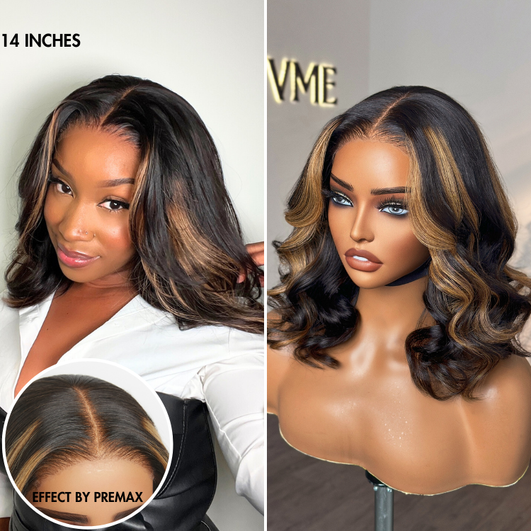 Super Natural Hairline Blonde Mix Black Loose Wave Glueless 5x5 Closure HD Lace Wig