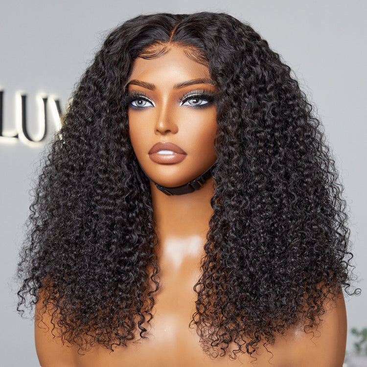 Breathable Cap Afro Curly Left C Part Glueless 5x5 Closure Lace Wig Beginner Friendly - US ONLY