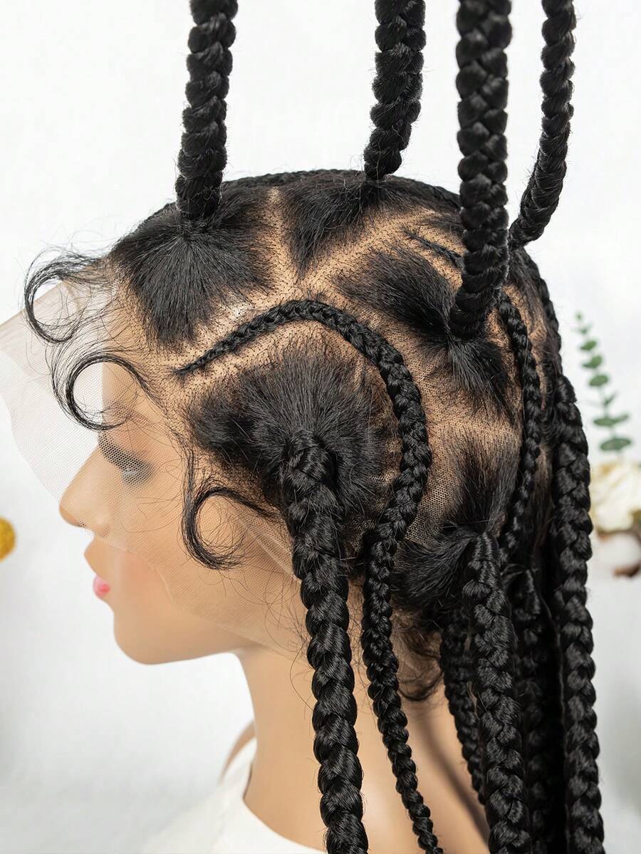 Knotless Boho Box Braided Wig 36" Over Hip Length Tangle-Less Full HD Lace Braided Wig