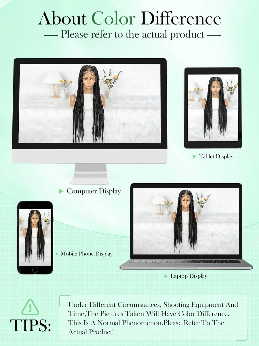 Knotless Boho Box Braided Wig 36" Over Hip Length Tangle-Less Full HD Lace Braided Wig