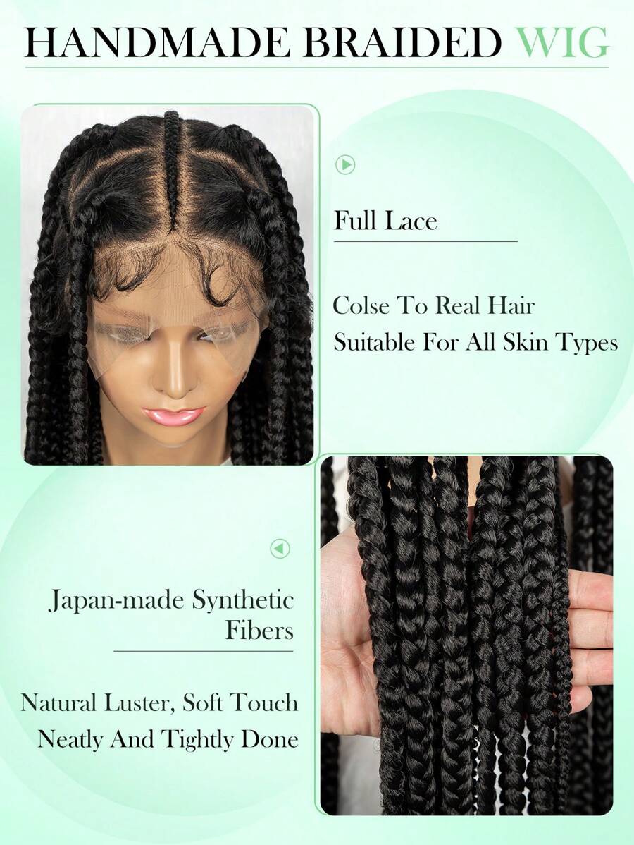 Knotless Boho Box Braided Wig 36" Over Hip Length Tangle-Less Full HD Lace Braided Wig