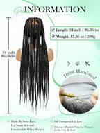 Knotless Boho Box Braided Wig 36" Over Hip Length Tangle-Less Full HD Lace Braided Wig