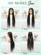 Knotless Boho Box Braided Wig 36" Over Hip Length Tangle-Less Full HD Lace Braided Wig