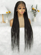 Boho Knotless Braids Invisible Tiny Knots Full HD Lace Braided Wig Tangle-free Curly Ends 36InchLuxury Full Lace Wig