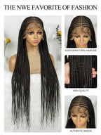 Boho Knotless Braids Invisible Tiny Knots Full HD Lace Braided Wig Tangle-free Curly Ends 36InchLuxury Full Lace Wig