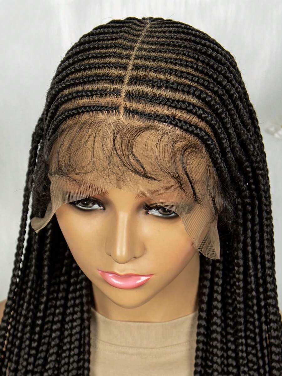 Boho Knotless Braids Invisible Tiny Knots Full HD Lace Braided Wig Tangle-free Curly Ends 36InchLuxury Full Lace Wig