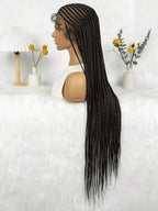 Boho Knotless Braids Invisible Tiny Knots Full HD Lace Braided Wig Tangle-free Curly Ends 36InchLuxury Full Lace Wig