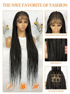 Boho Knotless Braids Invisible Tiny Knots Full HD Lace Braided Wig Tangle-free Curly Ends 36InchLuxury Full Lace Wig