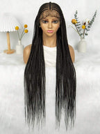 Boho Knotless Braids Invisible Tiny Knots Full HD Lace Braided Wig Tangle-free Curly Ends 36InchLuxury Full Lace Wig
