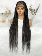 Boho Knotless Braids Invisible Tiny Knots Full HD Lace Braided Wig Tangle-free Curly Ends 36InchLuxury Full Lace Wig