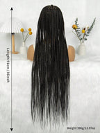 Boho Knotless Braids Invisible Tiny Knots Full HD Lace Braided Wig Tangle-free Curly Ends 36InchLuxury Full Lace Wig