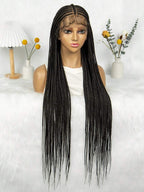 Boho Knotless Braids Invisible Tiny Knots Full HD Lace Braided Wig Tangle-free Curly Ends 36InchLuxury Full Lace Wig