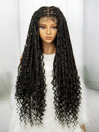 32 Inch Bohemian Box Braids Wig Cornrow Braided Wig Lace Front Goddess Braids Wig Crochet Braided Wig