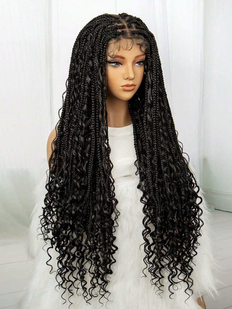 32 Inch Bohemian Box Braids Wig Cornrow Braided Wig Lace Front Goddess Braids Wig Crochet Braided Wig