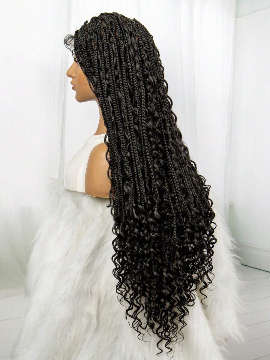 32 Inch Bohemian Box Braids Wig Cornrow Braided Wig Lace Front Goddess Braids Wig Crochet Braided Wig