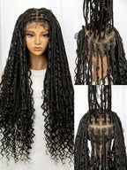 32 Inch Bohemian Box Braids Wig Cornrow Braided Wig Lace Front Goddess Braids Wig Crochet Braided Wig