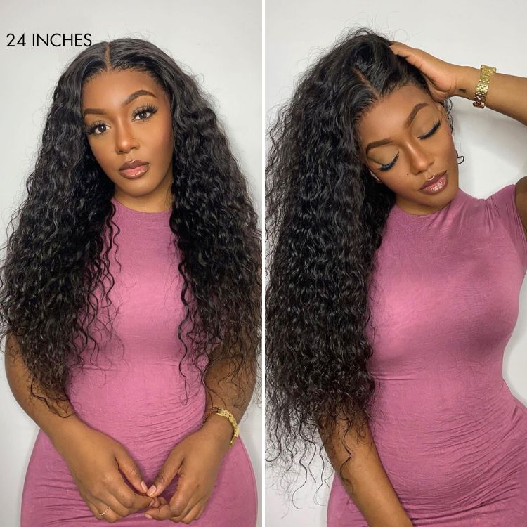 48H Delivery | Water Wave 360 Lace Flexi-Fit Invisi Drawstring Cap Long Wig 100% Human Hair Pre-bleached & Pre-plucked & Pre-Cut Lace