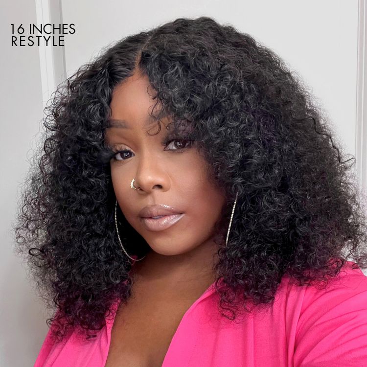 Kinky Curly Natural Black Glueless 5x5 Closure HD Lace Wig