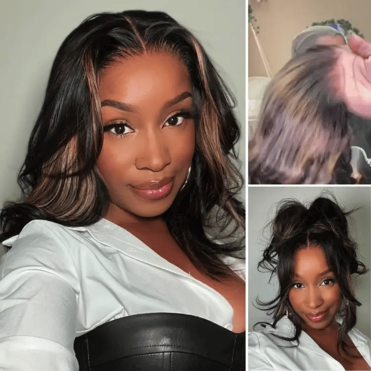 Super Natural Hairline Blonde Mix Black Loose Wave Glueless 5x5 Closure HD Lace Wig