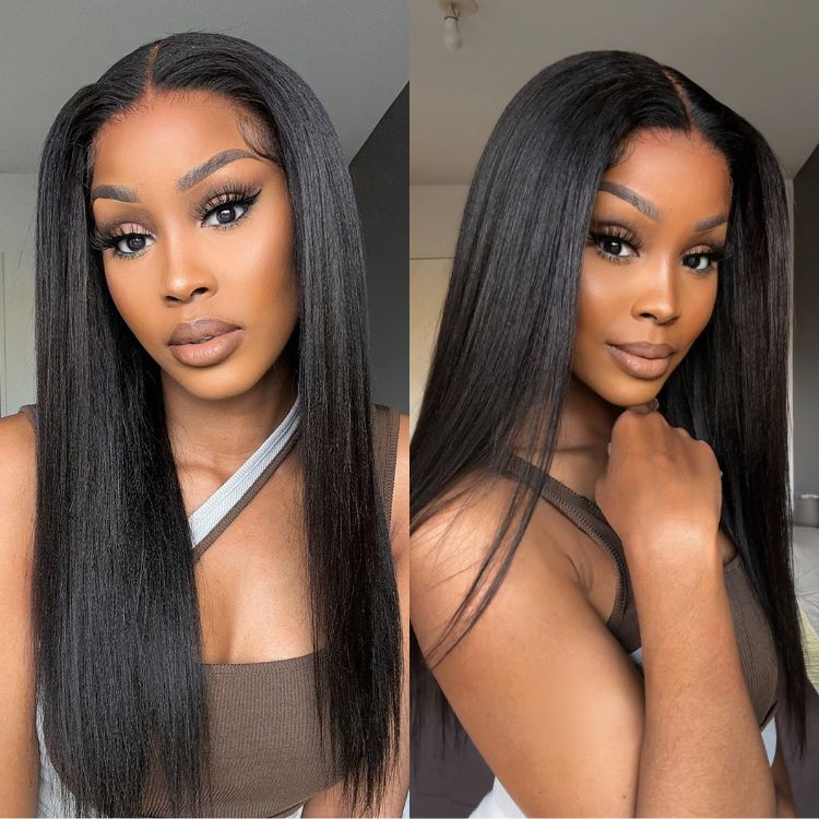 Yaki Straight 5x5 Closure HD Lace Glueless Long Wig Pre-Cut Lace