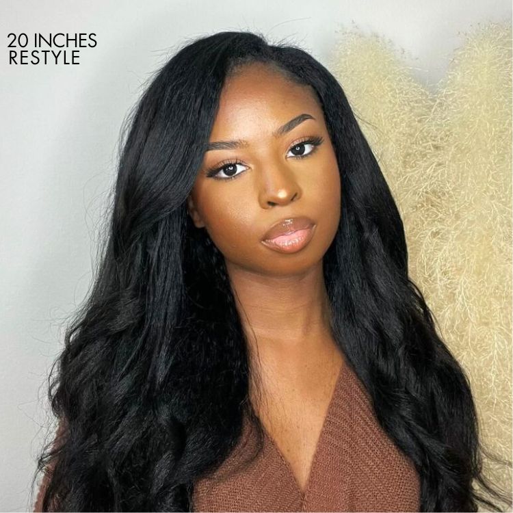 Yaki Straight 5x5 Closure HD Lace Glueless Long Wig Pre-Cut Lace