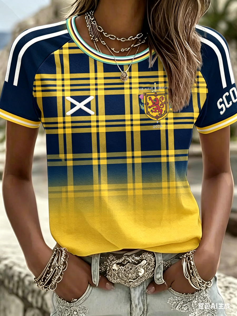 Women's UK Football Lover Scotland Printed round neck short sleeve T-shirt 01