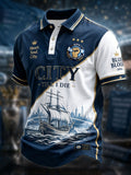 Men's Manchester Football Lover Blue City Printed Casual Tops