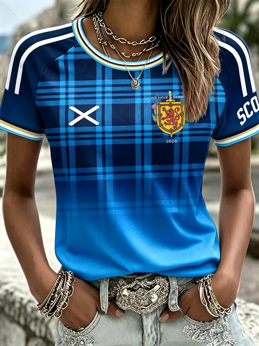 Women's UK Football Lover Scotland Printed round neck short sleeve T-shirt 01
