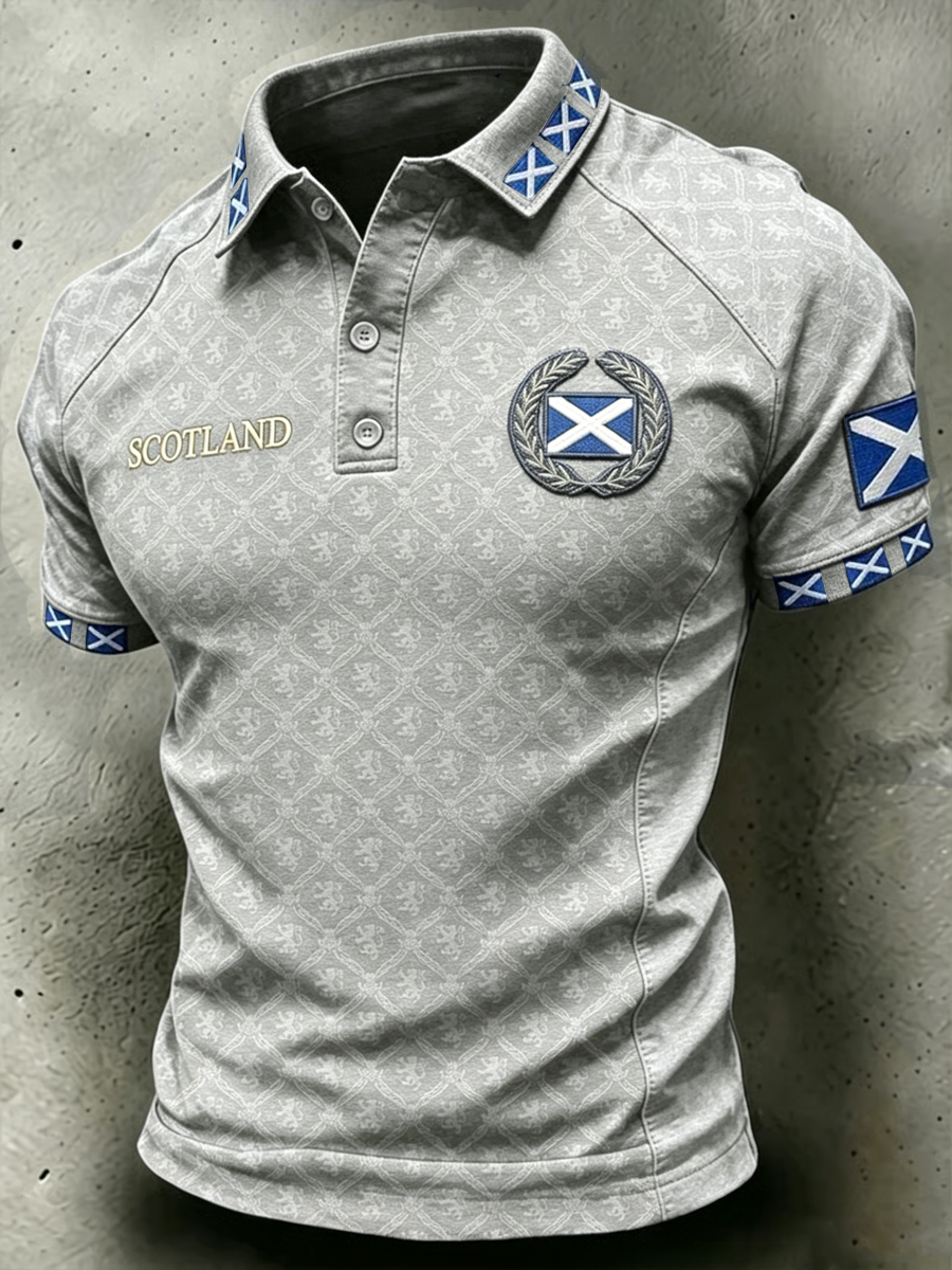 Men's Scotland Printed three buttons shoulder sleeve