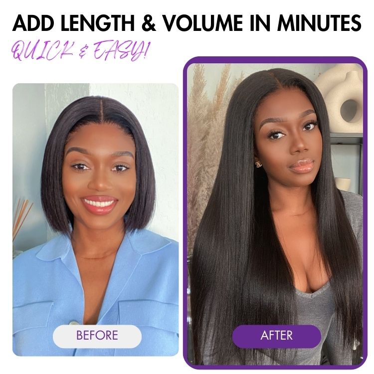 Ultra Natural Seamless Yaki Straight Clip in Extensions Real Human Hair Pieces 135g 9pcs / 7pcs