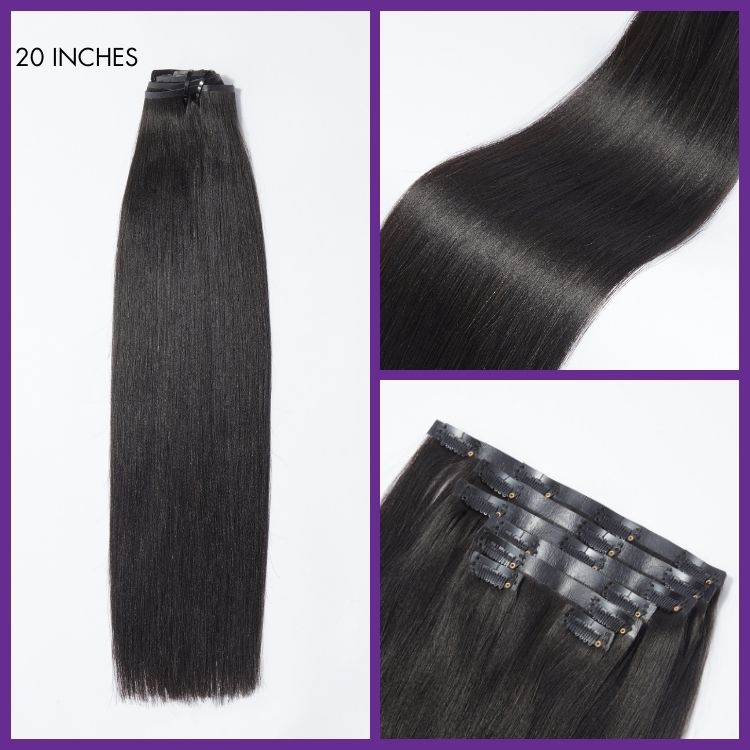 Ultra Natural Seamless Yaki Straight Clip in Extensions Real Human Hair Pieces 135g 9pcs / 7pcs