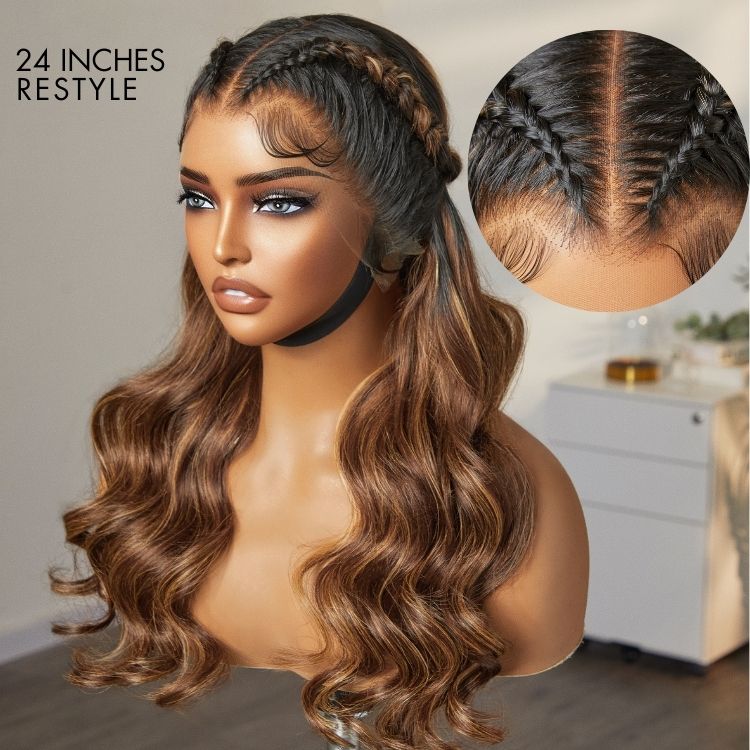 Nature Max Blonde Highlight Loose Body Wave Ear-to-ear Glueless 13x6 Frontal HD Lace Wig Pre-Cut Lace