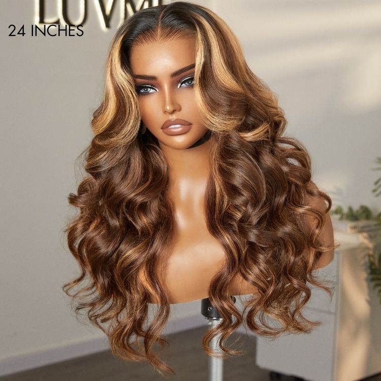 Nature Max Blonde Highlight Loose Body Wave Ear-to-ear Glueless 13x6 Frontal HD Lace Wig Pre-Cut Lace