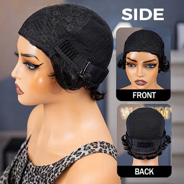 24h Ship Out | Pixie Wig Pre-styled Human Hair Machine Made Short Curly Wigs Beginner Friendly