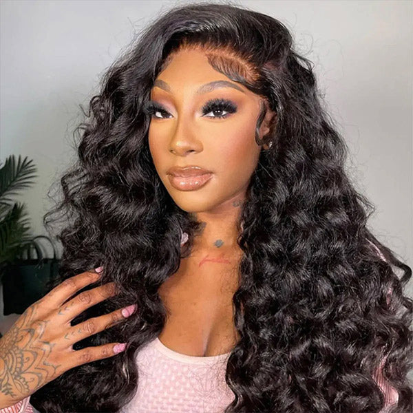 Loose Curly Snug Fit Elastic Drawstring Wear Go Glueless Wig Pre-cut 9x6 HD Lace Bleached Knots