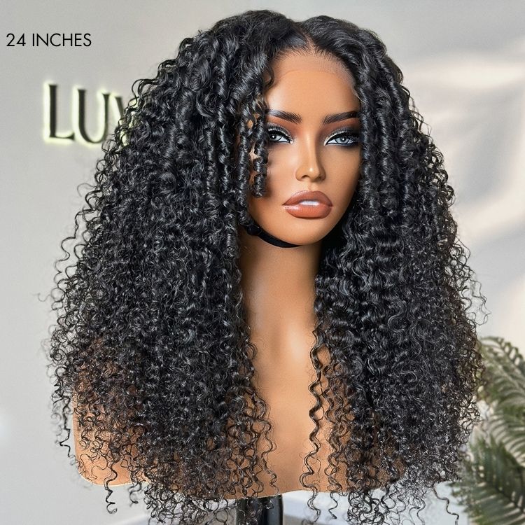 Go Natural Ease | Kinky Curly Full Hair Glueless 5x5 Closure Lace Long Curly Wig Ready to Go