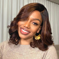 Ombre Brown Loose Wave Minimalist HD Lace Glueless C Part Short Wig 100% Human Hair