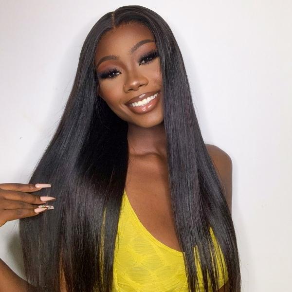 180% Density Ion Perm Straight Glueless 5x5 Closure HD Lace Wig