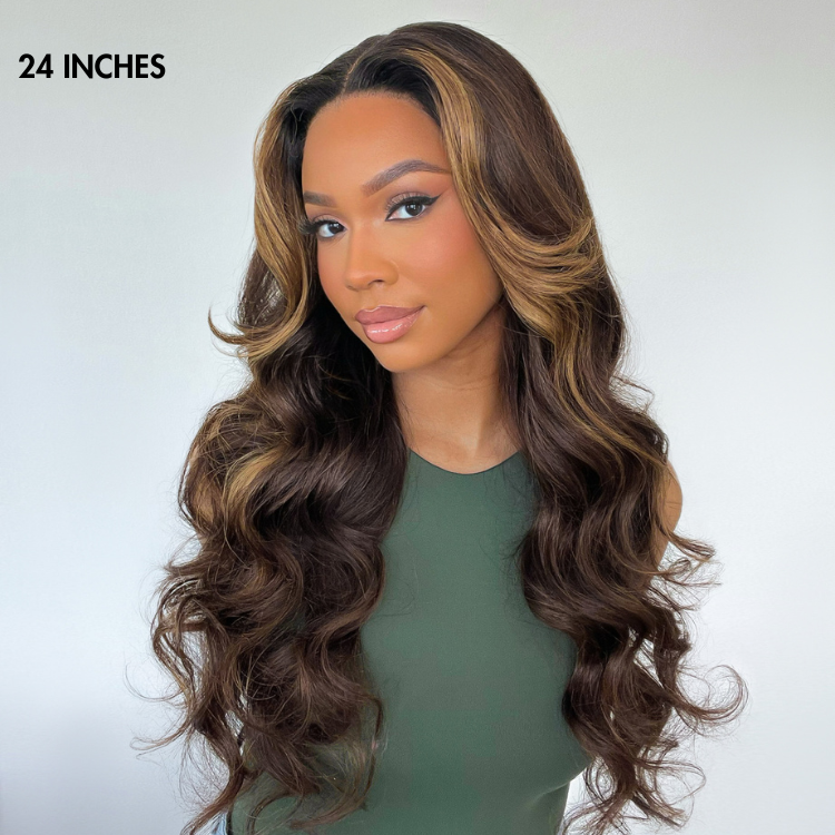 Breathable Cap Blonde Highlight Loose Wave Glueless 5x5 Closure HD Lace Wig