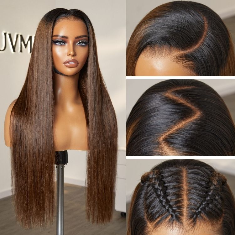 PartingMax Glueless Wig Silky Straight 7x6 Closure HD Lace Pre Plucked & Bleached Breathable Cap