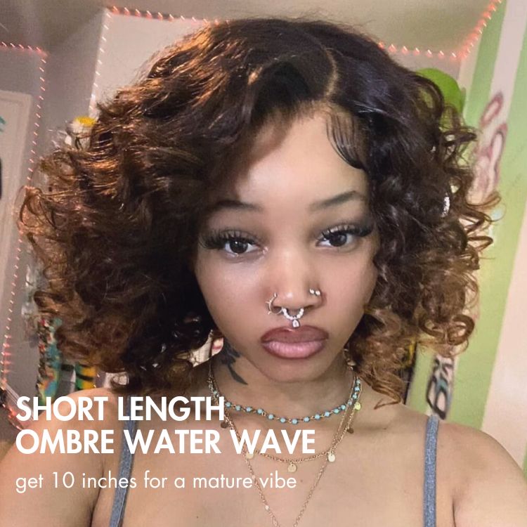 PartingMax Glueless Wig Ombre Copper Brown Water Wave 7x6 Closure HD Lace Wig
