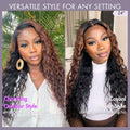 Classic and Chic Peekaboo Ombre Brown Water Wave Glueless 5x5 Closure Lace Curly Wig